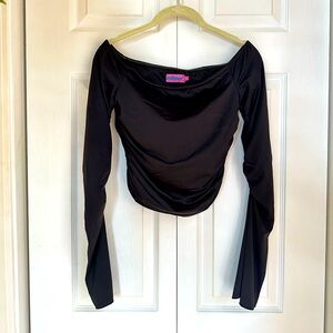 Off The Shoulder Black Crop Top, sz S